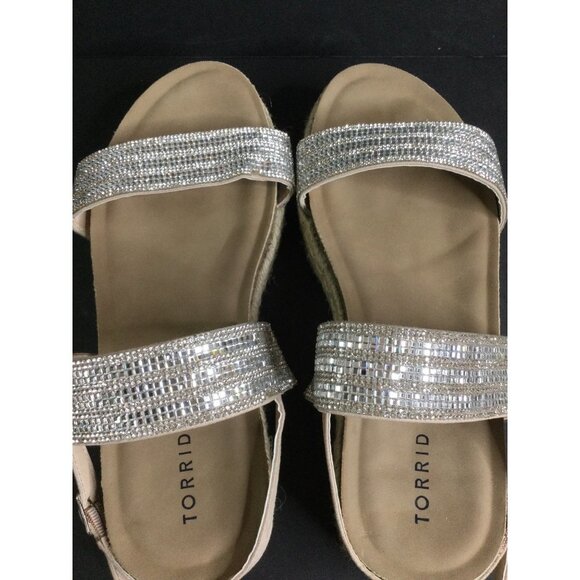 Torrid Womens Espadrille Sandals Silver Sparkling Size 11 WW Cork Platform - Picture 4 of 11
